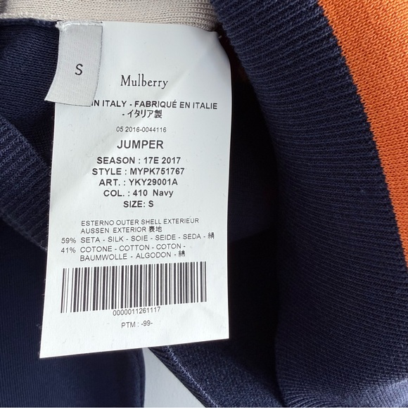 Mulberry England Silk Cotton Knit Sweater S Geometric Chevron Italy Luxury - Picture 10 of 13